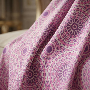 Vibrant roze Paars en wit Marokkaans patroon Stof