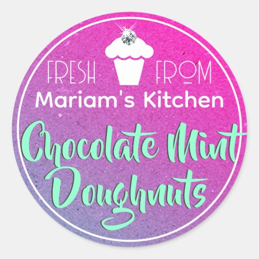 Vibrant roze Paars ombre cupcake gebak Etiket (Voorkant)