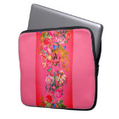 Vibrant Roze  Roos Dopende buitenkant Laptop Sleeve (Voorkant Links)