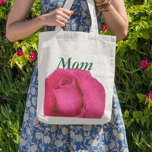 Vibrant Roze Rose voor mam Tote Bag