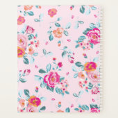 Vibrant roze rozen flespatroon op blush planner (Achterkant)