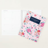 Vibrant roze rozen flespatroon op blush planner (Display)