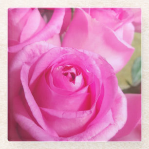 Vibrant roze rozen glazen onderzetter
