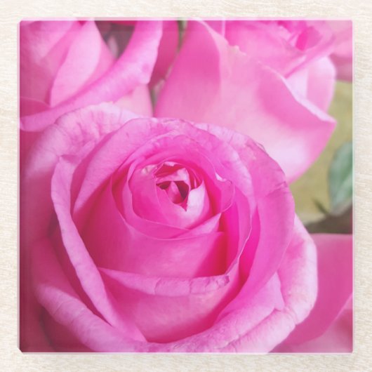 Vibrant roze rozen glazen onderzetter (Voorkant)