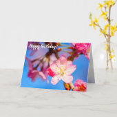 Vibrant roze Sakura bloesems en Clear Blue Sky Kaart (Gele Bloem)
