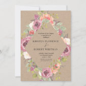 Vibrant Rustic Floral Kraft Wedding Uitnodiging (Voorkant)