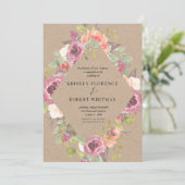 Vibrant Rustic Floral Kraft Wedding Uitnodiging (Staand voorkant)
