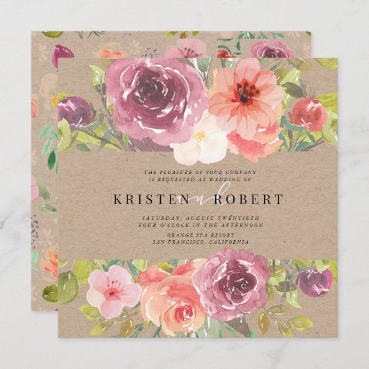 Vibrant Rustic Summer Floral Weddenschap Kaart (Voorkant / Achterkant)