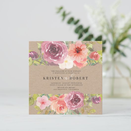 Vibrant Rustic Summer Floral Weddenschap Kaart (Staand voorkant)