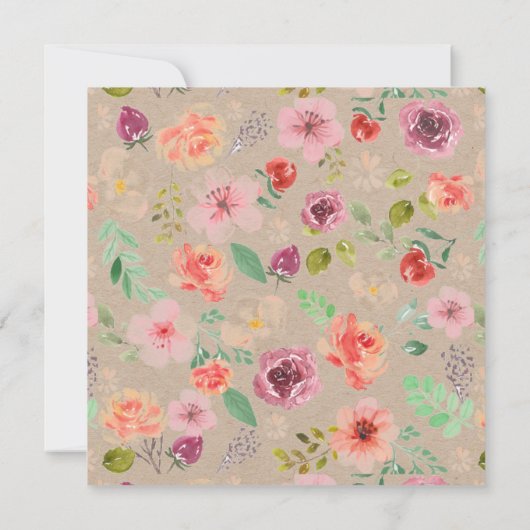 Vibrant Rustic Summer Floral Weddenschap Kaart (Achterkant)