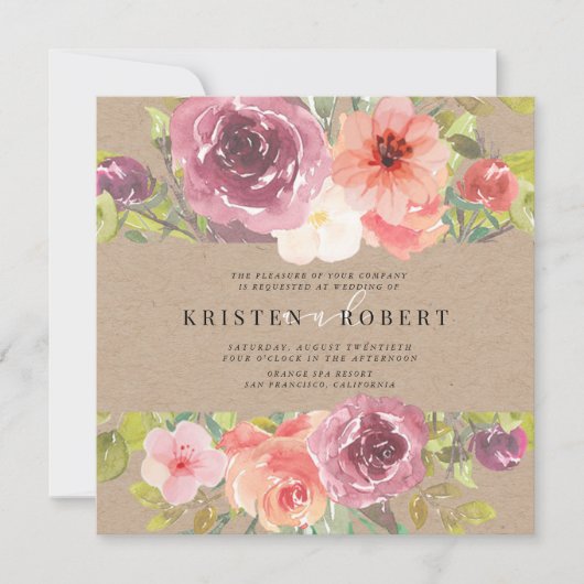 Vibrant Rustic Summer Floral Weddenschap Kaart (Voorkant)