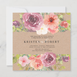 Vibrant Rustic Summer Floral Weddenschap Kaart