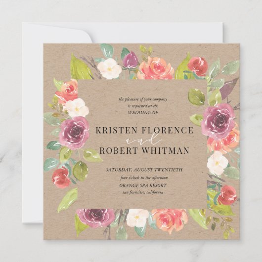 Vibrant Rustic Summer Floral Weddenschap Kaart (Voorkant)