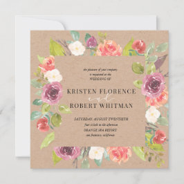 Vibrant Rustic Summer Floral Weddenschap Kaart