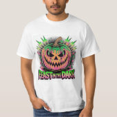 Vibrant Scary Pumpkin Pop Art T-shirt (Voorkant)