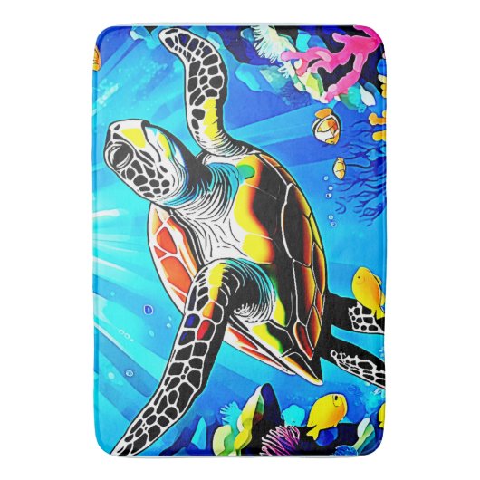 Vibrant Sea Turtle Dreamscape Badmat (Voorkant Verticaal)