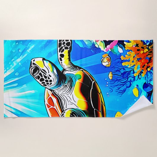 Vibrant Sea Turtle Dreamscape Strandlaken (Voorkant)