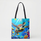 Vibrant Sea Turtle Dreamscape Tote Bag (Voorkant)