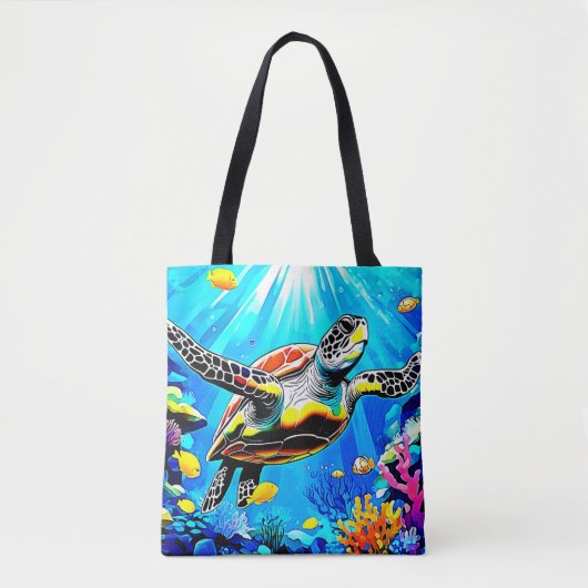 Vibrant Sea Turtle Dreamscape Tote Bag (Voorkant)