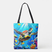 Vibrant Sea Turtle Dreamscape Tote Bag (Achterkant)