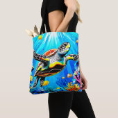Vibrant Sea Turtle Dreamscape Tote Bag (Dichtbij)