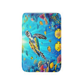 Vibrant Sea Turtle Reef Art Badmat (Voorkant Verticaal)