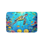 Vibrant Sea Turtle Reef Art Badmat (Voorkant)