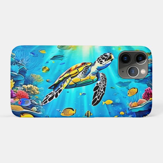 Vibrant Sea Turtle Reef Art Case-Mate iPhone Case (Achterkant (horizontaal))