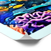 Vibrant Sea Turtle Reef Art Poster (Hoek)