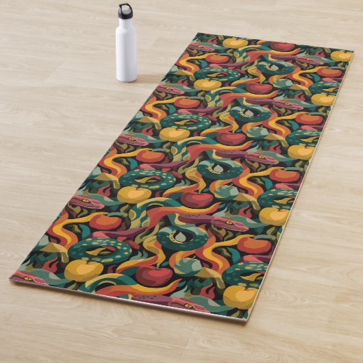 Vibrant Seamless Pattern with Snakes and Apples Yogamat (In situ)