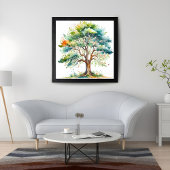 Vibrant Seasons Tree Waterverf Foto Afdruk