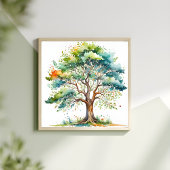 Vibrant Seasons Tree Waterverf Foto Afdruk