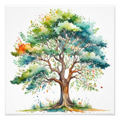 Vibrant Seasons Tree Waterverf Foto Afdruk (Voorkant)