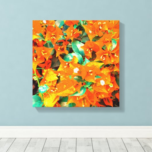 Vibrant Sinaasappel Bougainvillea Flowers Canvas Afdruk (Insitu (Houten vloer))