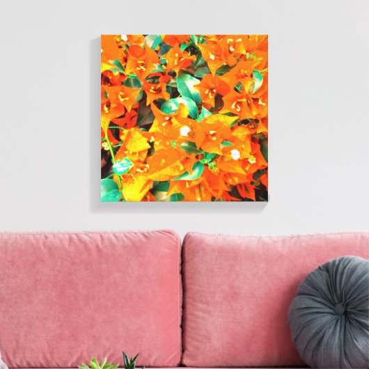 Vibrant Sinaasappel Bougainvillea Flowers Canvas Afdruk (Insitu (Woonkamer))