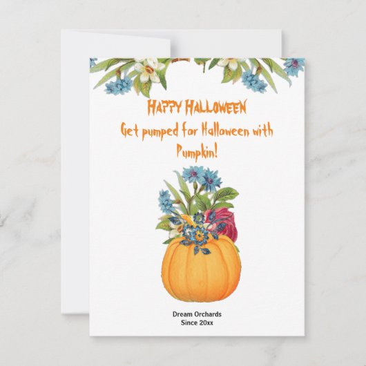 Vibrant Sinaasappel Halloween Pumpkin Waterverf Fl (Voorkant)