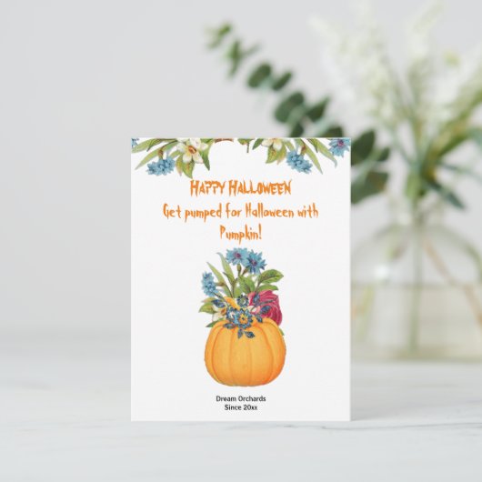 Vibrant Sinaasappel Halloween Pumpkin Waterverf Fl (Staand voorkant)