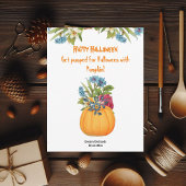 Vibrant Sinaasappel Halloween Pumpkin Waterverf Fl