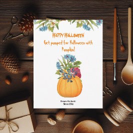 Vibrant Sinaasappel Halloween Pumpkin Waterverf Fl