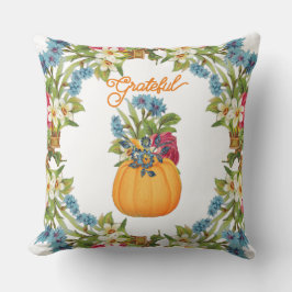 Vibrant Sinaasappel Halloween Pumpkin Waterverf Fl Kussen