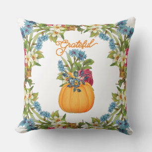 Vibrant Sinaasappel Halloween Pumpkin Waterverf Fl Kussen