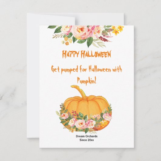 Vibrant Sinaasappel Halloween Pumpkin Waterverf Ro (Voorkant)