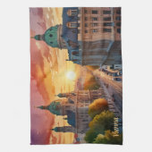Vibrant Sketch van het Monogram van Wenen | Theedoek (Verticaal)