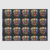 Vibrant Skull Art on Black Background Tissuepapier (Voorkant)