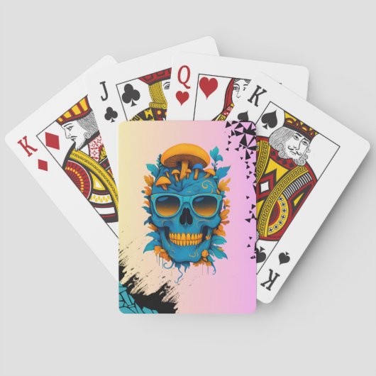 Vibrant Skull-Gothic Psychedelic  Pokerkaarten (Achterkant)