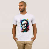 Vibrant Skull in Headphones – Graffiti Splash Art T-shirt (Voorkant volledig)
