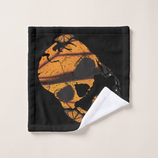 Vibrant Skulls Butterfly Wings Photography Bad Handdoek (Wasdoekje)