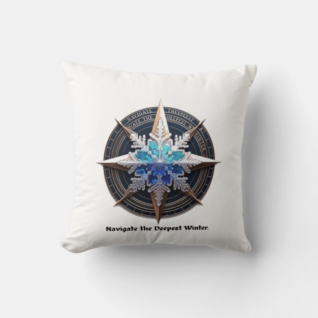 Vibrant Snowflake T-Shirt, Compass Metallic Art Kussen (Voorkant)