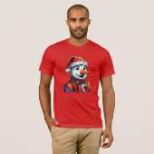 Vibrant Snowman Santa Hat Pop Art T-shirt (Voorkant volledig)
