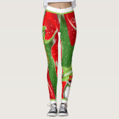 Vibrant Snowy Kerstmis met Snowman op Abstract Leggings (Voorkant)